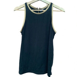 Poof LARGE BLOUSE BLACK WITH GOLD TRIM WITH ZIPPER IN BACK